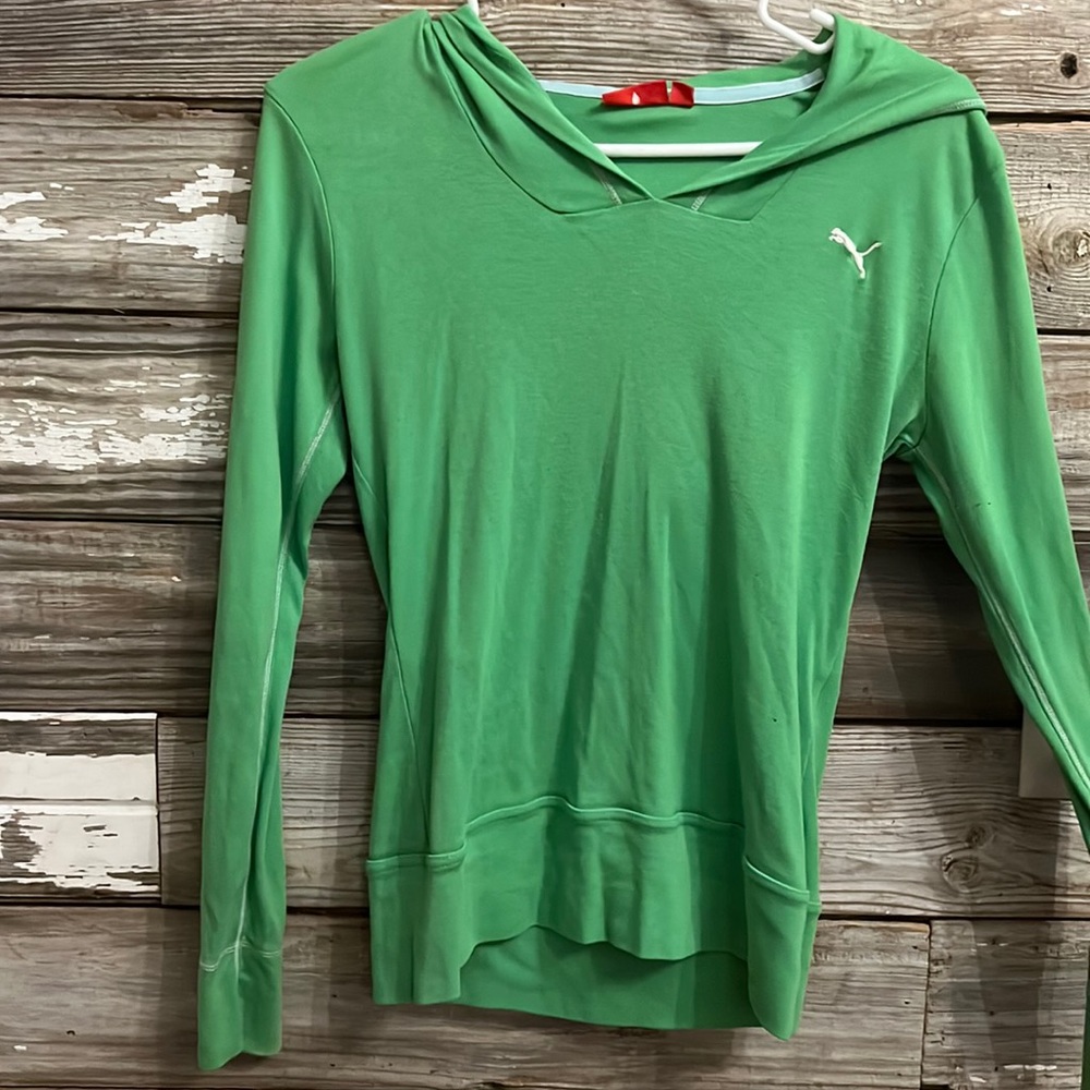 Puma green hoodie w hood